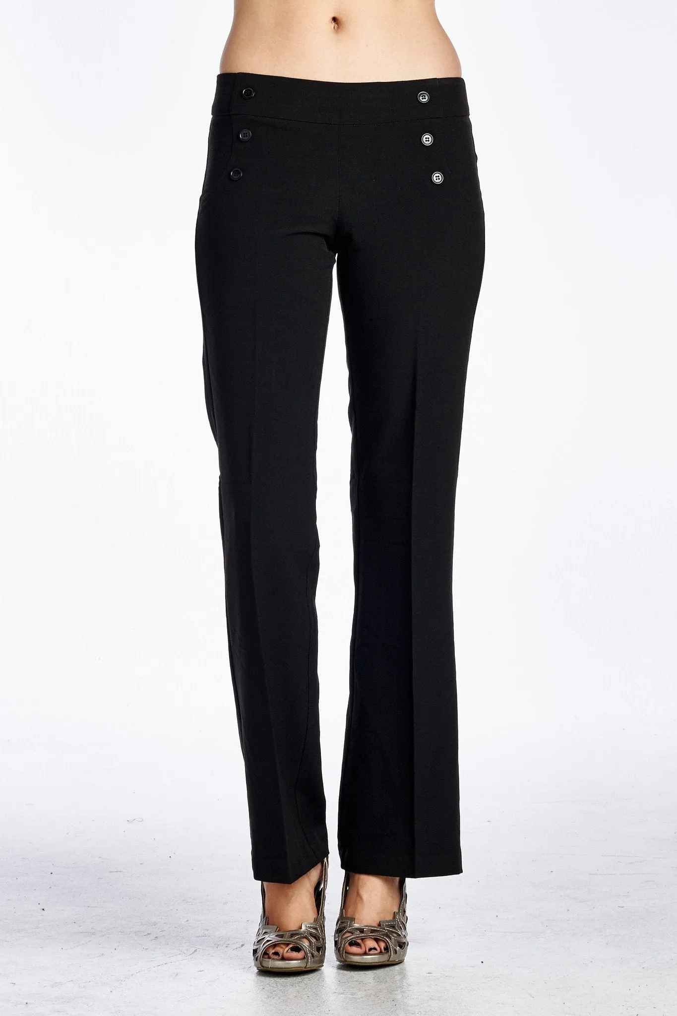 Women's Button Detail Stretch Pants