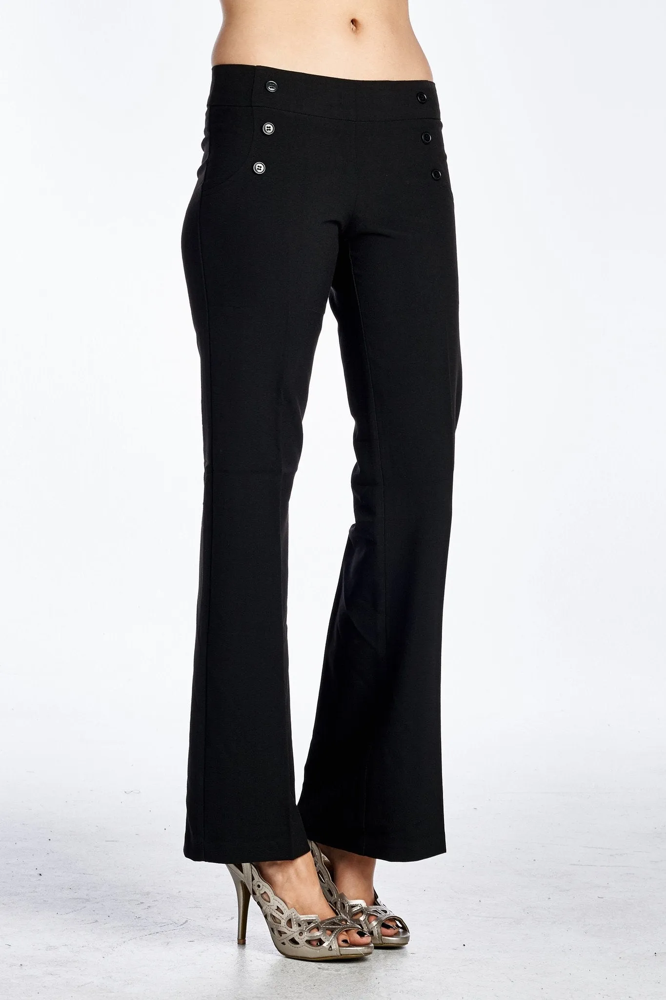 Women's Button Detail Stretch Pants