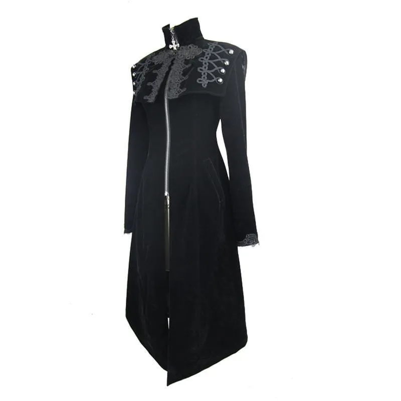 Women's Square Bertha Collar Goth Long Coat