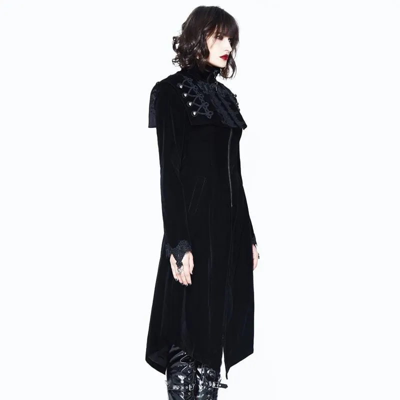 Women's Square Bertha Collar Goth Long Coat