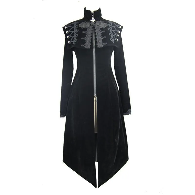 Women's Square Bertha Collar Goth Long Coat