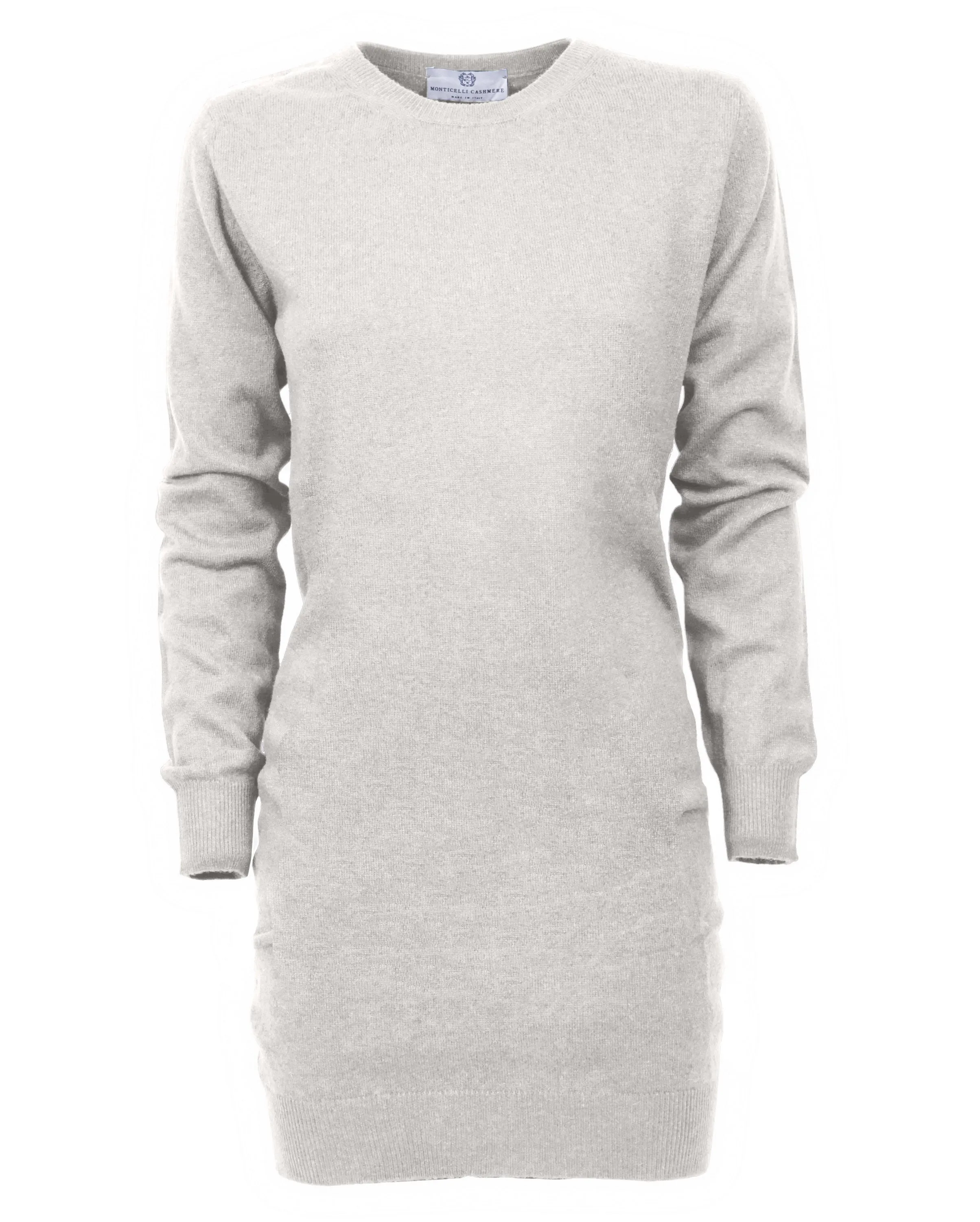 Womens's Cashmere Crew Neck Dress Light Gray