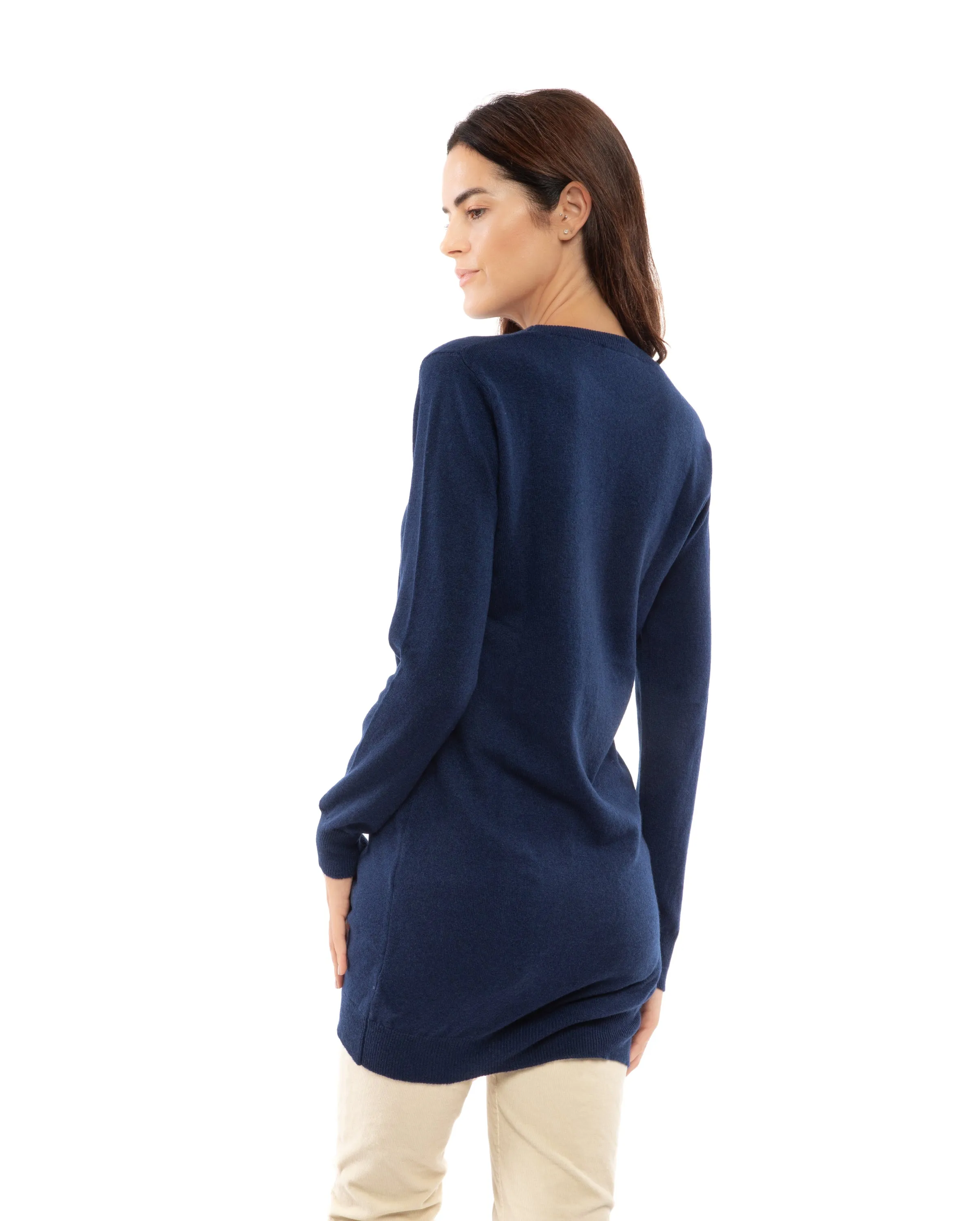 Womens's Cashmere Crew Neck Dress Light Gray