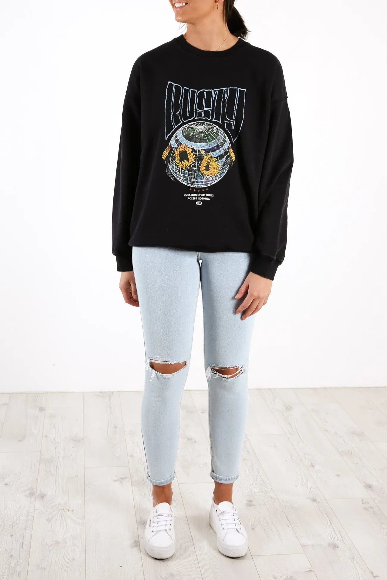 Worldwide Crew Neck Fleece Black