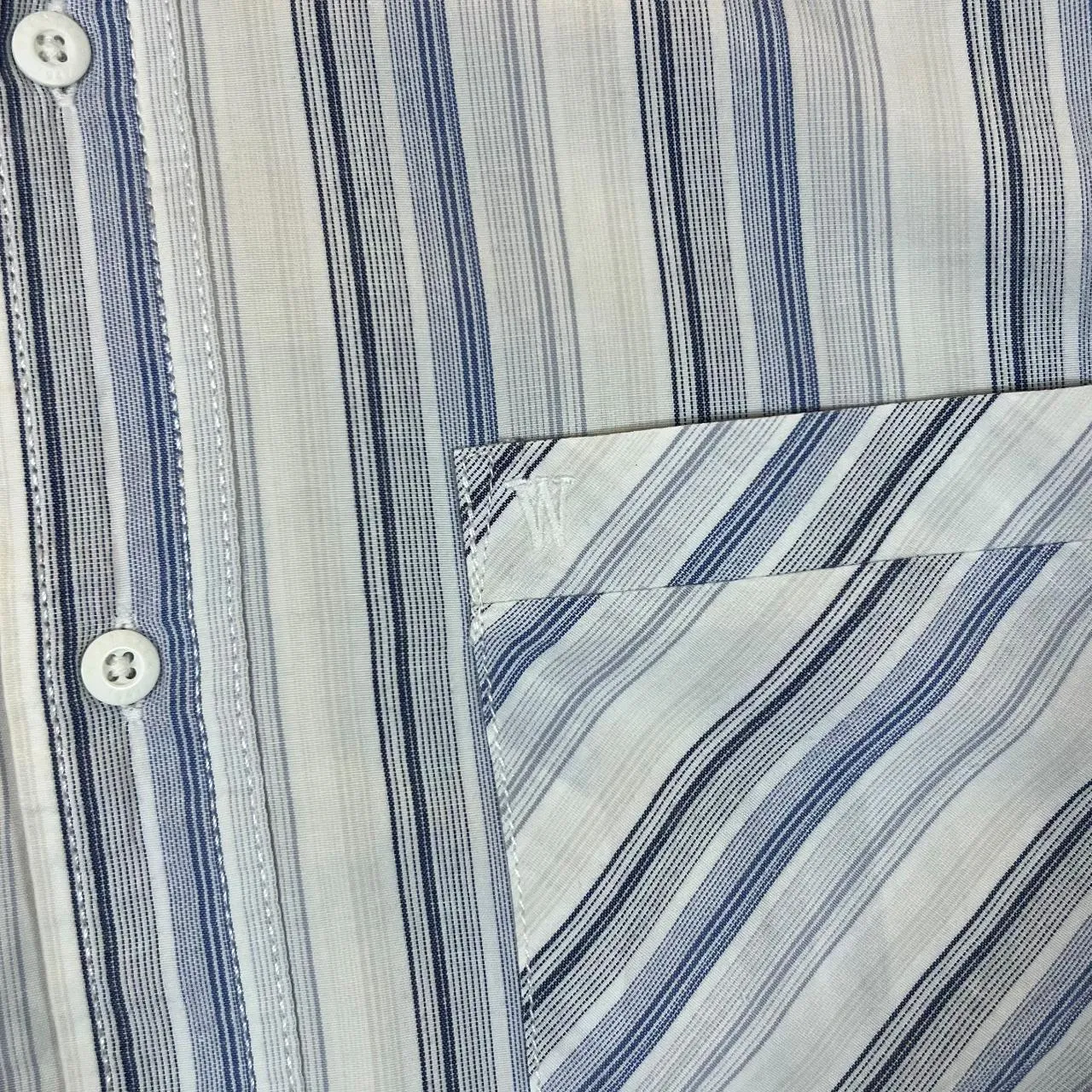 WRANGLER Classic Blue White Multi Striped Short Sleeve Cotton Shirt