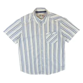 WRANGLER Classic Blue White Multi Striped Short Sleeve Cotton Shirt