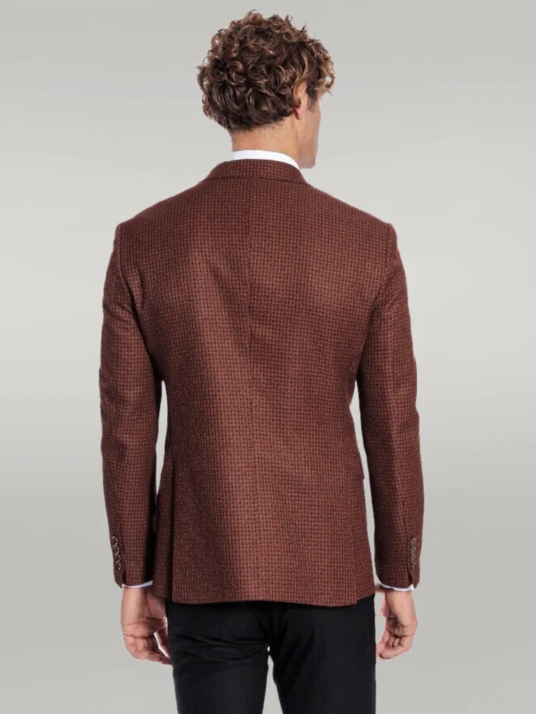 WSS Houndstooth Patterned Brown Men Double Breasted Blazer  - Singen