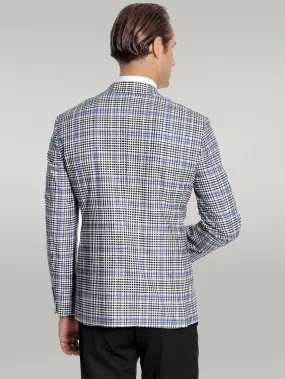 WSS Plaid Slim-Fit Blue Black Men Blazer  - Singen