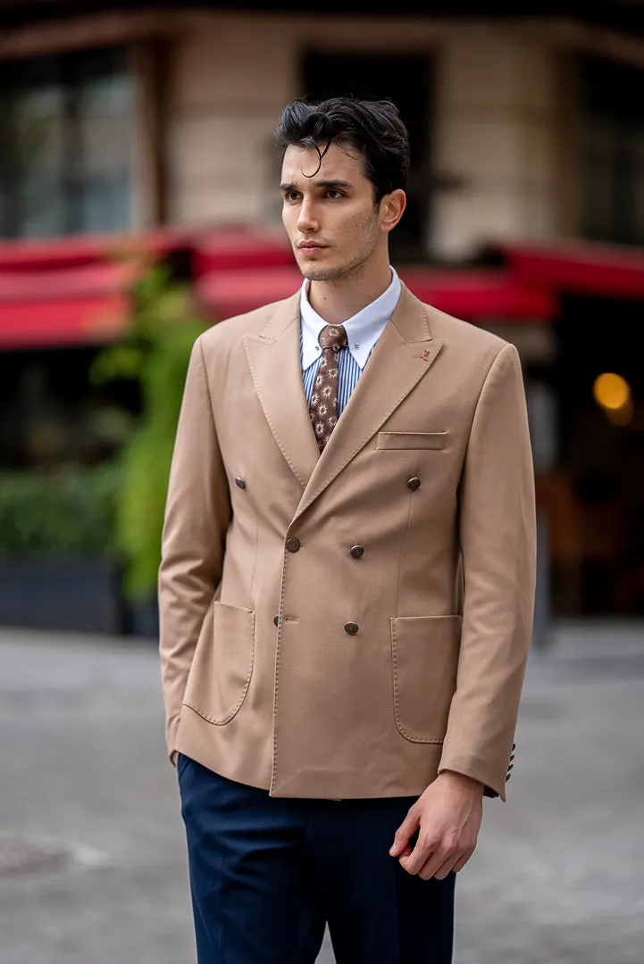 Xavier Beige Double Breasted Blazer