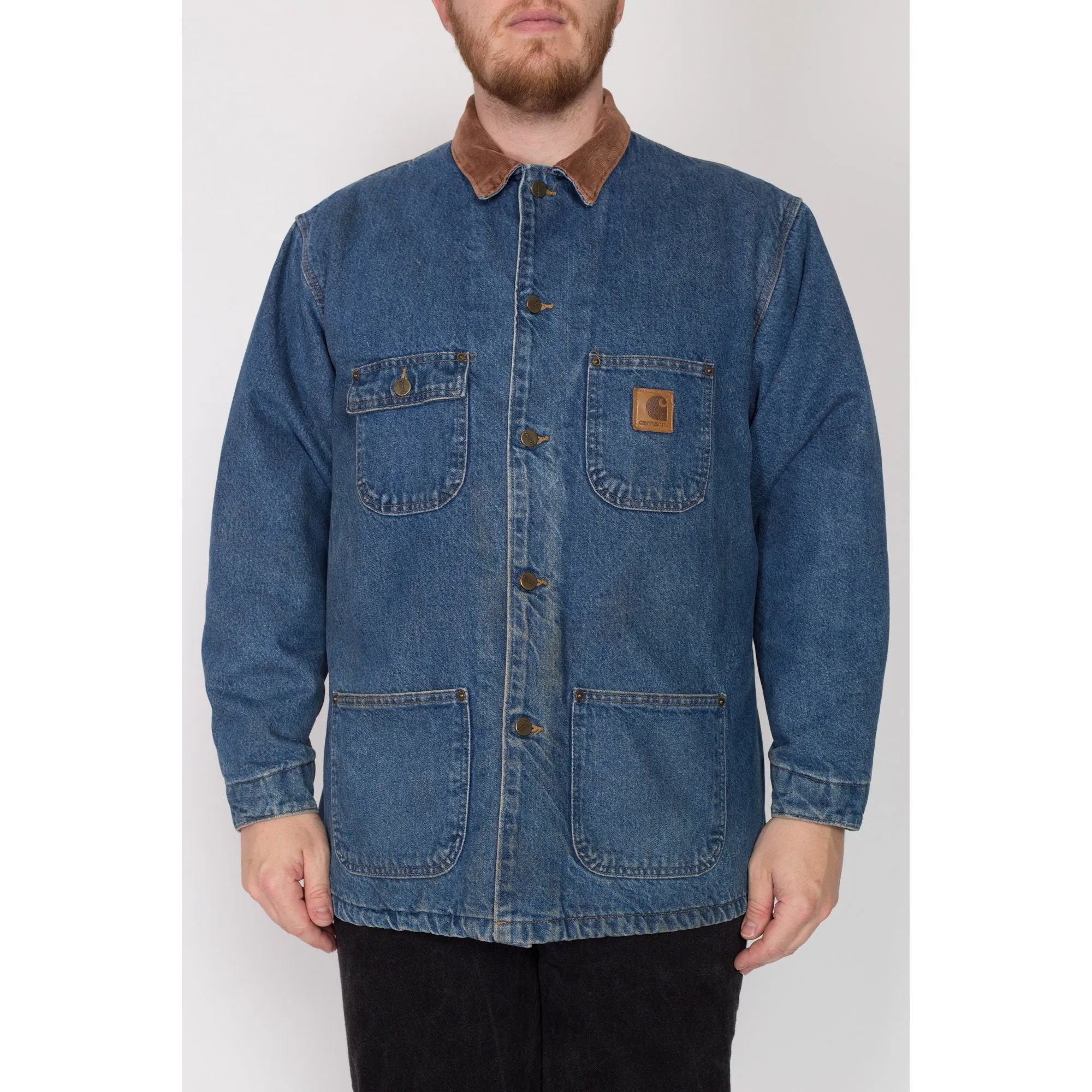 XL 90s Carhartt Denim Blanket Lined Chore Coat