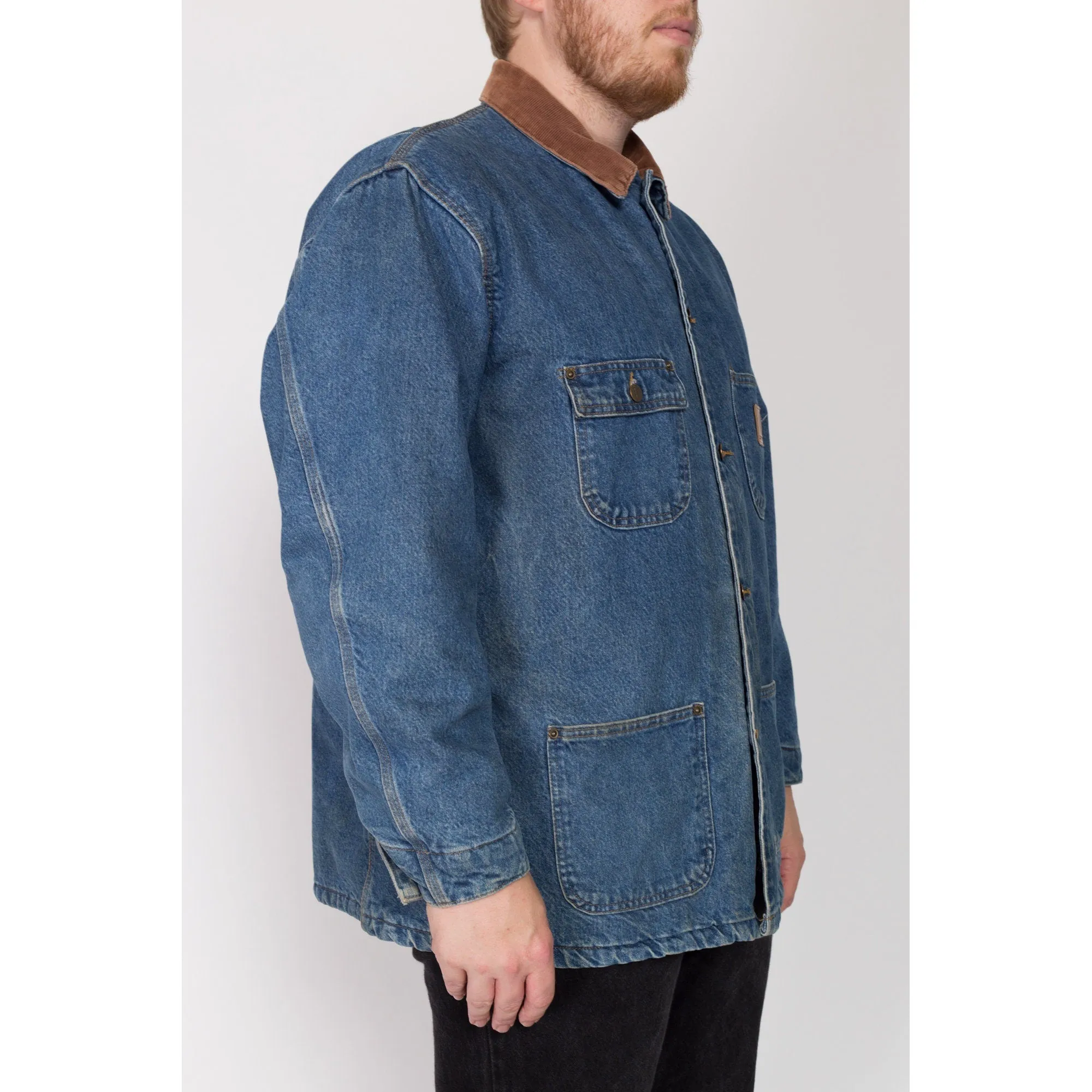XL 90s Carhartt Denim Blanket Lined Chore Coat