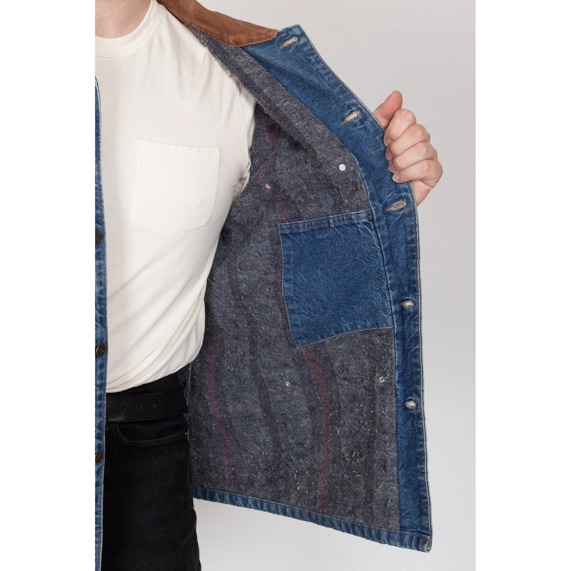 XL 90s Carhartt Denim Blanket Lined Chore Coat