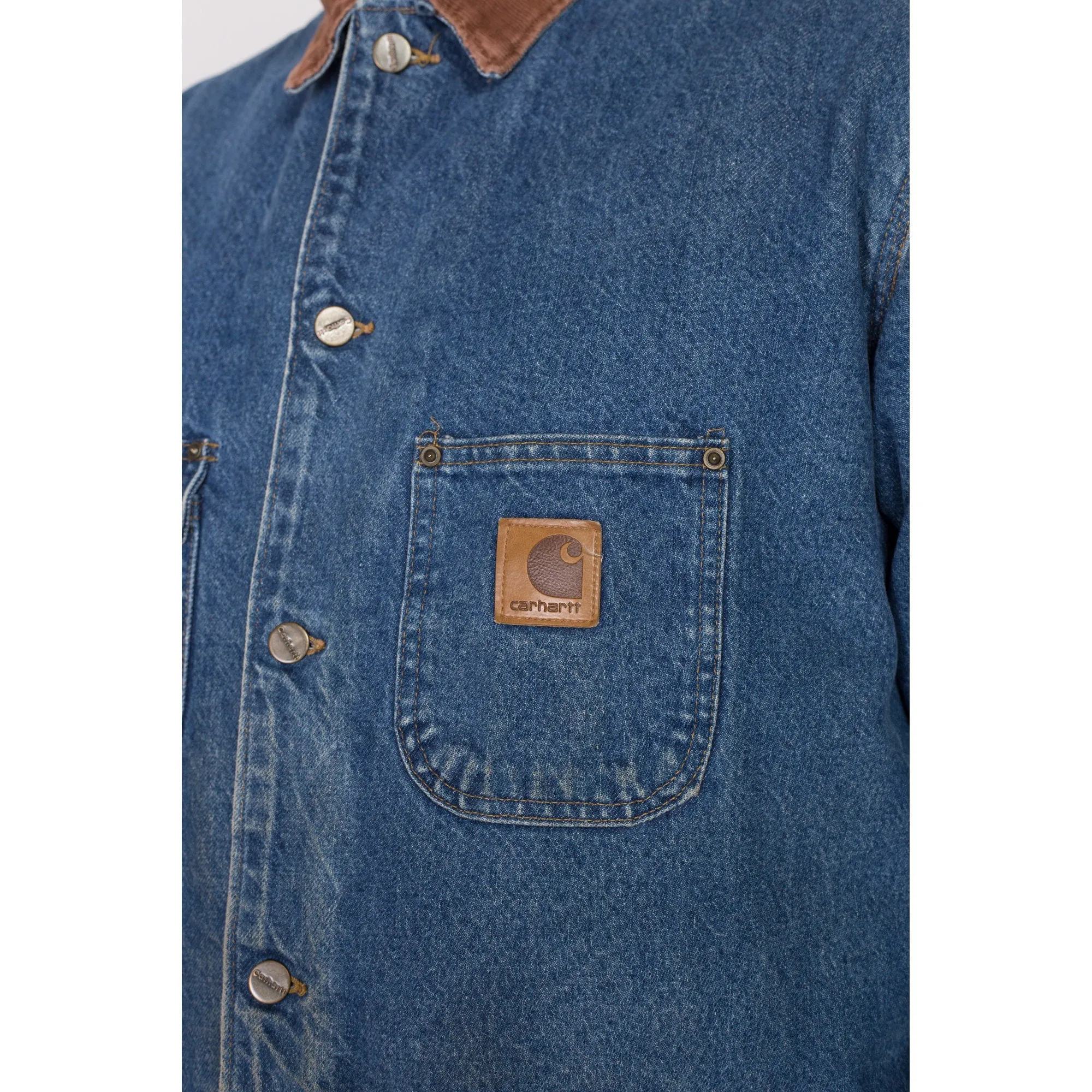 XL 90s Carhartt Denim Blanket Lined Chore Coat