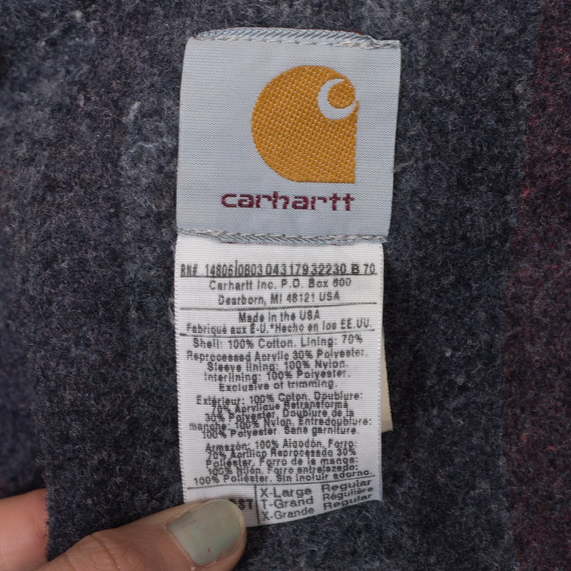 XL 90s Carhartt Denim Blanket Lined Chore Coat