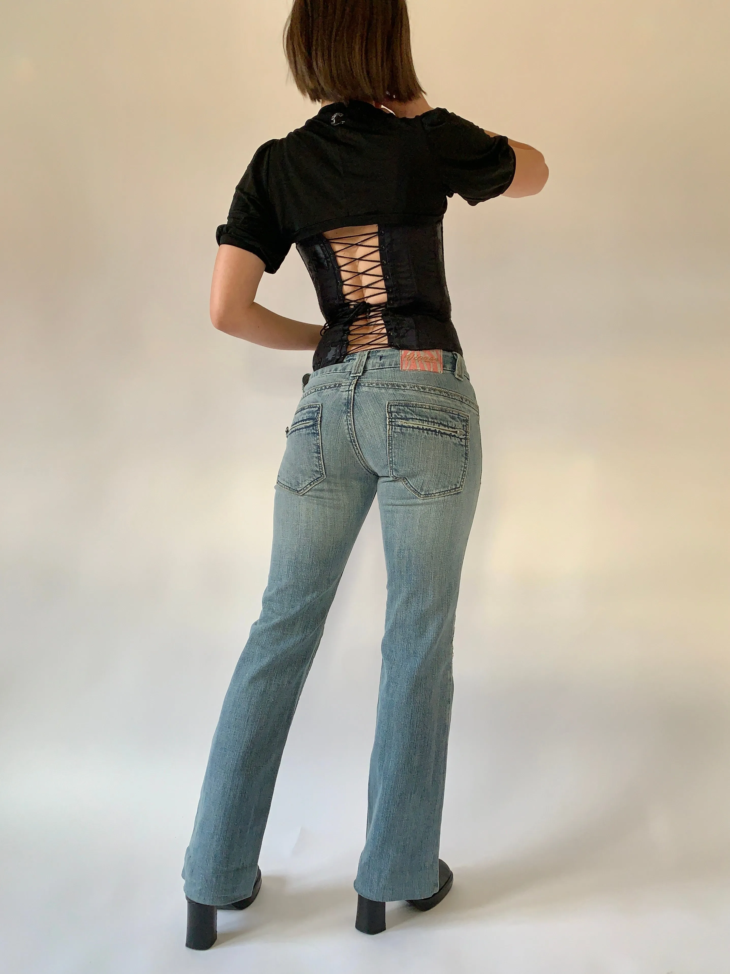 Y2K Floral Embroidered Jeans (S)